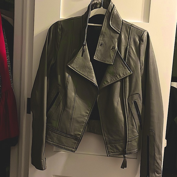 Mackage x Aritzia Grey Leather moto Jacket - Picture 1 of 7